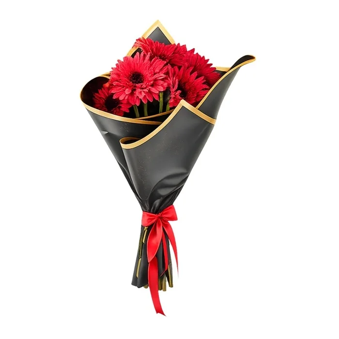 Kırmızı Gerbera Buketi 5'li 40 Cm