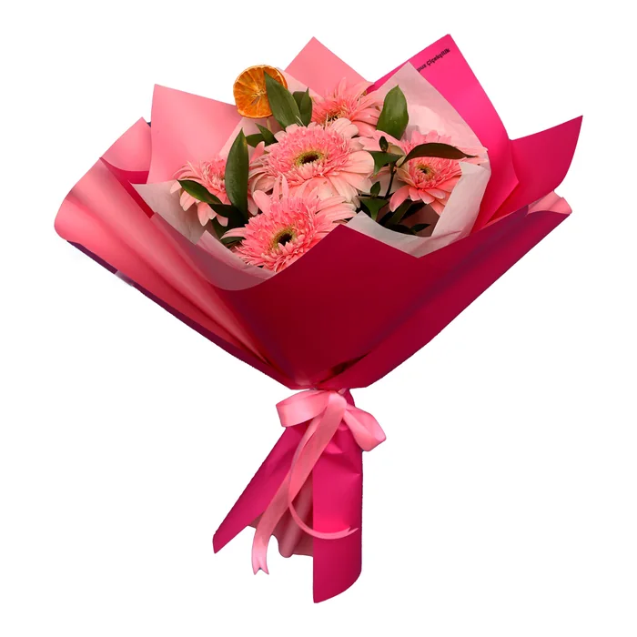 Papatya - Gerbera açık Pembe Gerbera Buketi 5'li -45 Cm