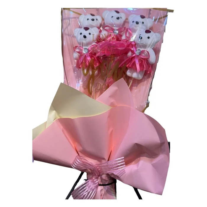 Sevimli Ayıcık Buketi Pembe